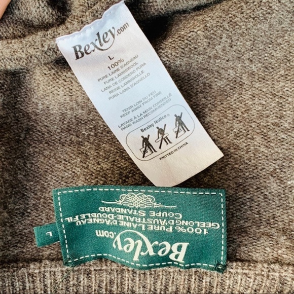 Bexley xios Lamb Wool Brown Gray Full Zip Front Sweater - Picture 14 of 15